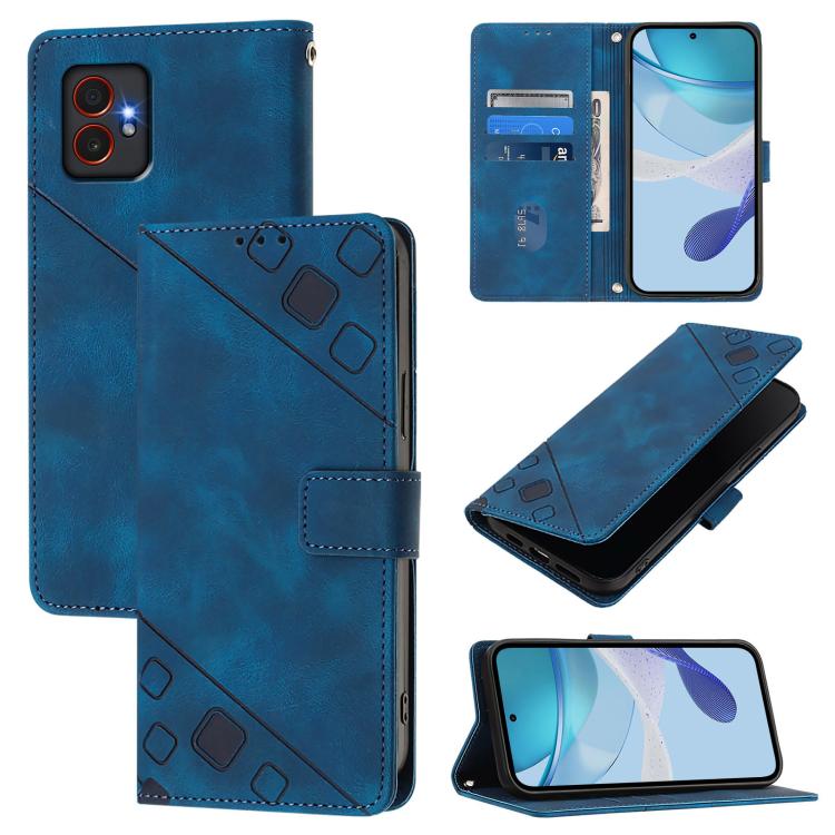 Funda de piel con relieve para Samsung Galaxy XCover7 Pro (azul)