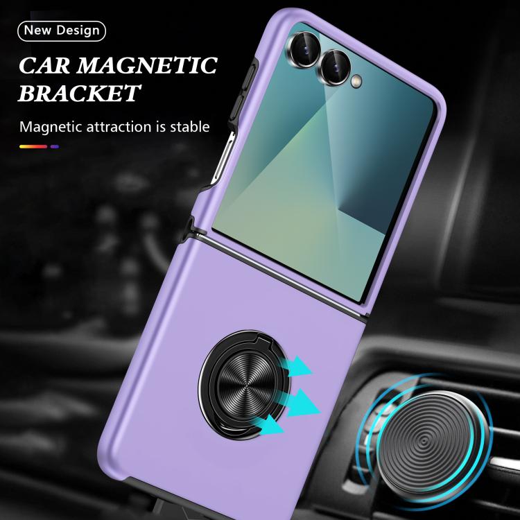 Funda magnética de PC + TPU con anillo invisible para Samsung Galaxy Z Flip7 5G (morado)