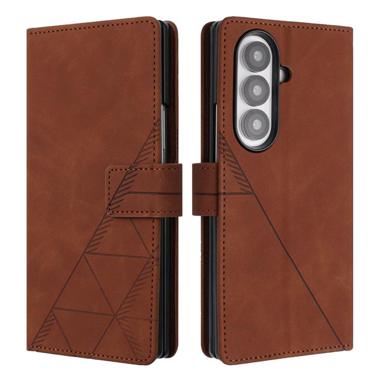 Funda de cuero con relieve 3D para Samsung Galaxy Z Fold7 5G (marrón)