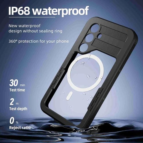 Funda RedPepper para Samsung Galaxy S24+ 5G, resistente al agua IP68, triple protección MagSafe (negra)