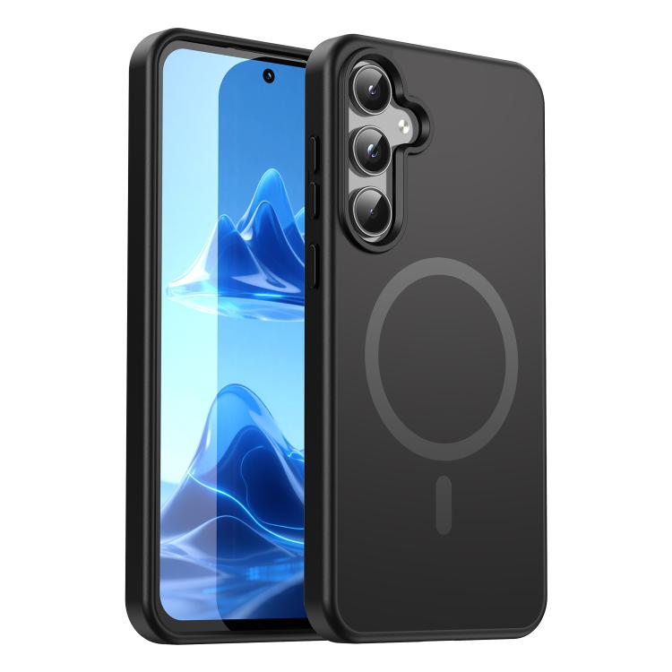Funda híbrida de TPU translúcida con acabado mate MagSafe para Samsung Galaxy A55 5G (negro)