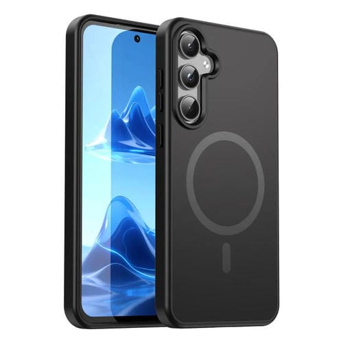 Funda híbrida de TPU translúcida con acabado mate MagSafe para Samsung Galaxy A55 5G (negro)