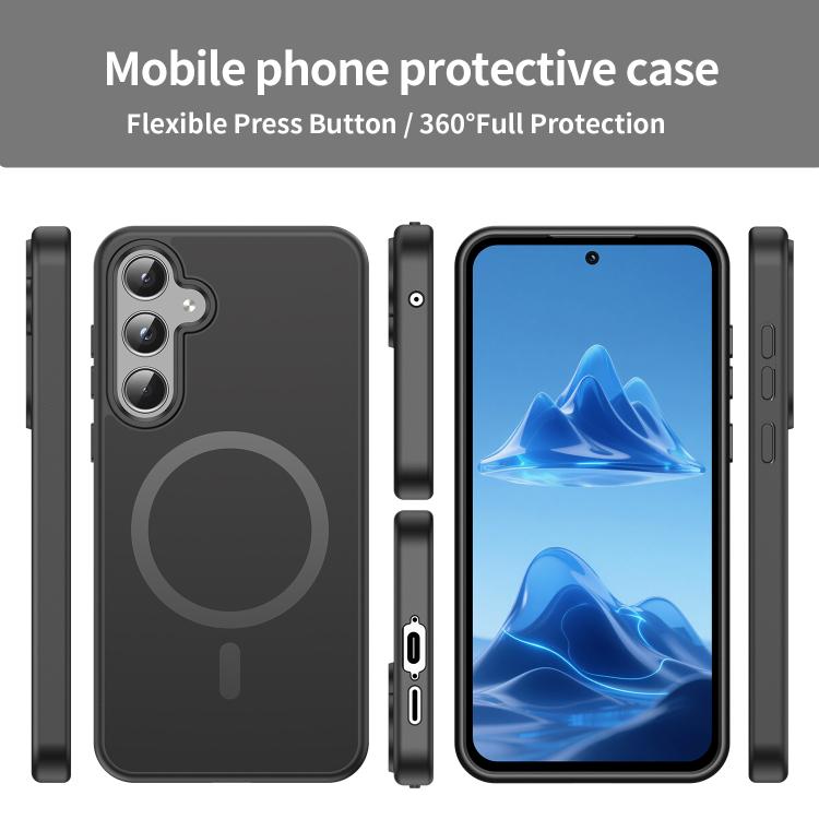 Funda híbrida de TPU translúcida con acabado mate MagSafe para Samsung Galaxy A55 5G (negro)