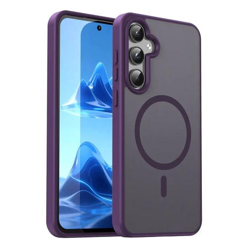 Funda híbrida de TPU translúcida con acabado mate MagSafe para Samsung Galaxy A55 5G (morado cristal)