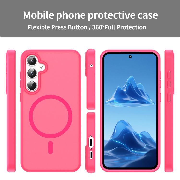 Funda híbrida de TPU translúcida con acabado mate MagSafe para Samsung Galaxy A55 5G (rosa)