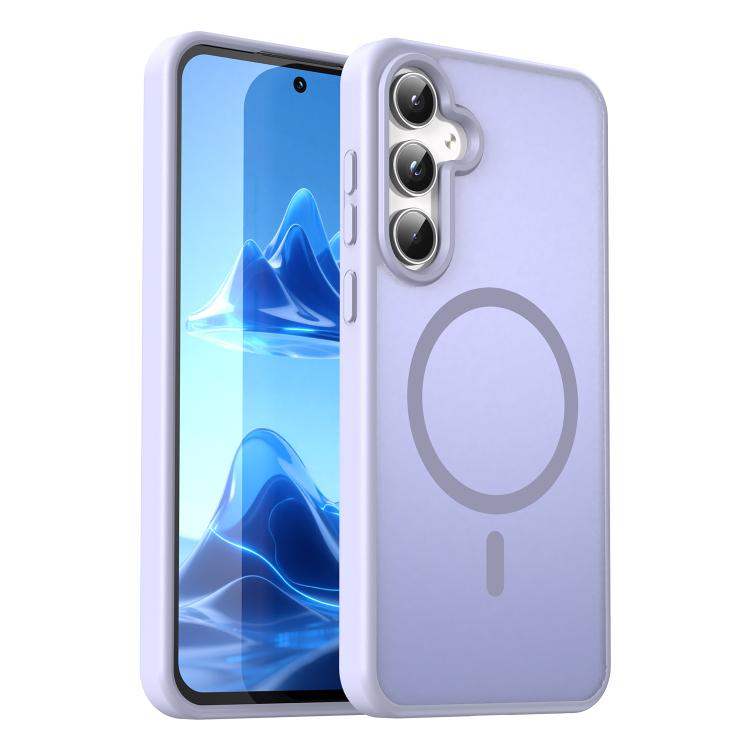 Funda híbrida de TPU translúcida con acabado mate MagSafe para Samsung Galaxy A55 5G (lavanda)