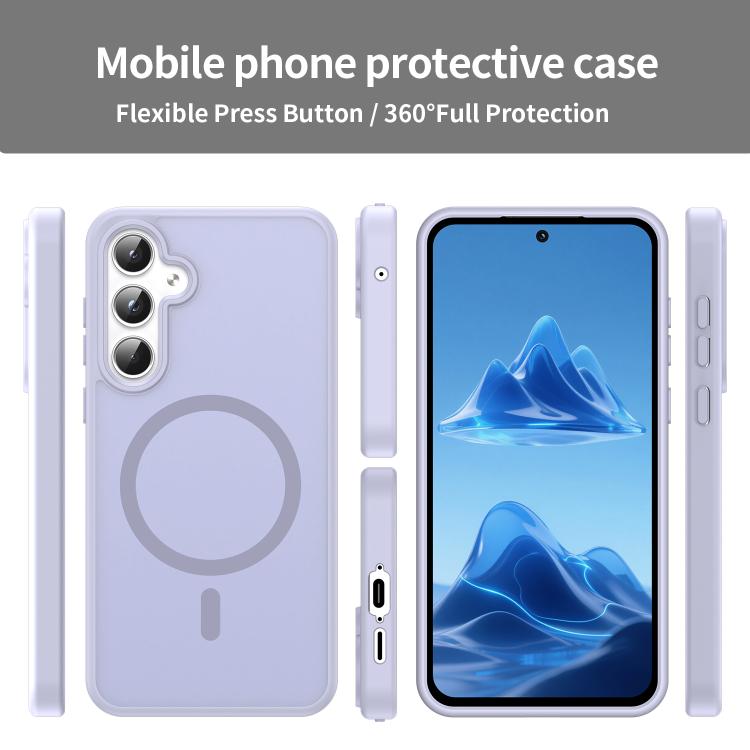 Funda híbrida de TPU translúcida con acabado mate MagSafe para Samsung Galaxy A55 5G (lavanda)