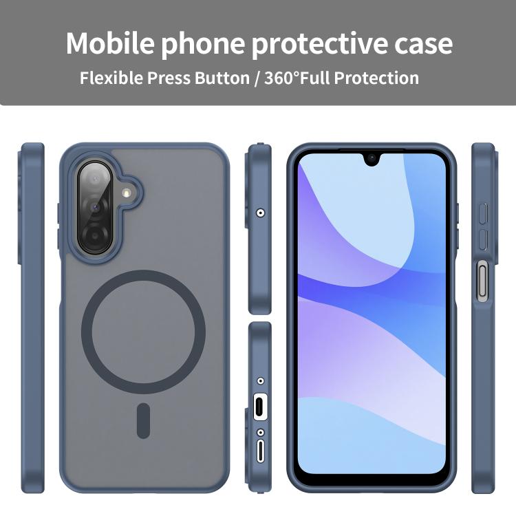 Funda híbrida de TPU translúcida con acabado mate MagSafe para Samsung Galaxy A26 5G (azul cian)