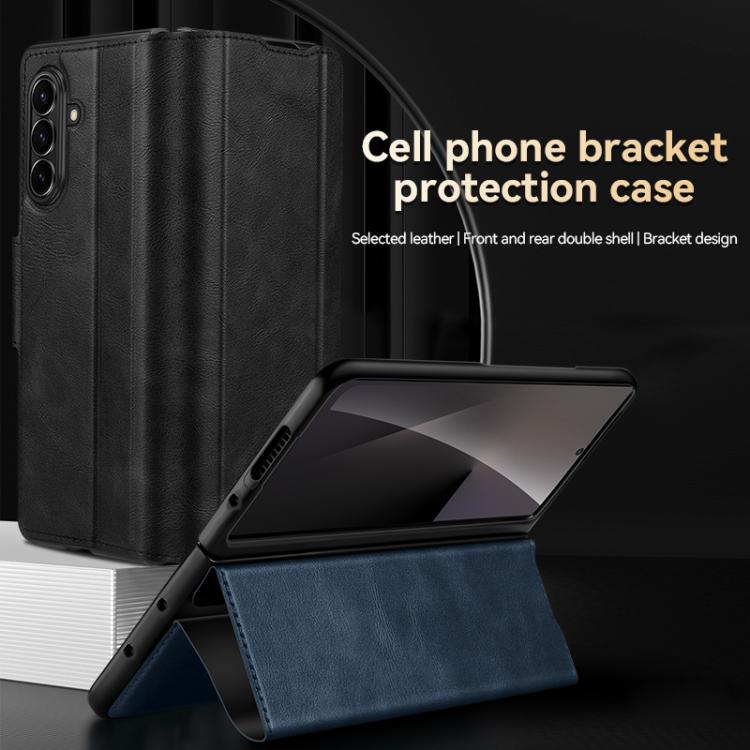 Funda de cuero con tapa magnética y cierre magnético SULADA para Samsung Galaxy Z Fold7 5G (azul)
