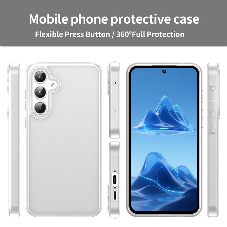Funda híbrida de TPU translúcida y esmerilada para Samsung Galaxy A55 5G (blanco mate)