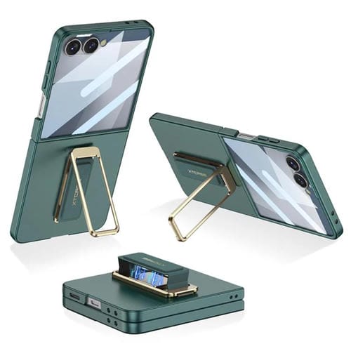 Funda ultrafina con correa de muñeca integrada y soporte giratorio para Samsung Galaxy Z Flip7 5G GKK (verde)