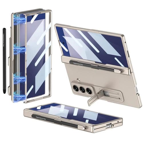 Funda plegable magnética GKK para Samsung Galaxy Z Fold7 5G con ranura para bolígrafo (gris titanio)