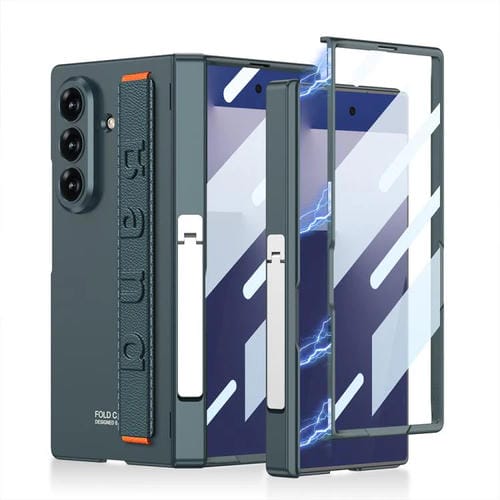 Funda plegable magnética con bisagras y soporte lateral para Samsung Galaxy Z Fold7 5G GKK (verde)