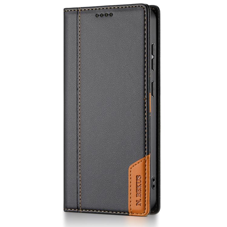Funda de cuero con tapa magnética y costuras RFID para Samsung Galaxy S20 FE N.BEKUS P3 (negra)