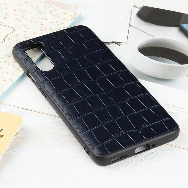Funda protectora de cuero con textura de cocodrilo para Huawei Mate 4 Lite / Maimang 9 (azul)