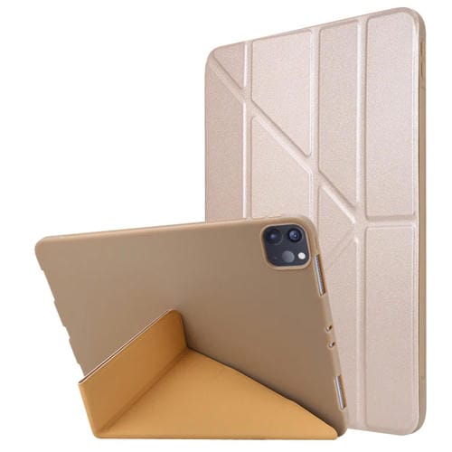 Funda TPU para iPad Pro 11 (2020) Cuero Deformación Horizontal con Titular (Champagne Gold)