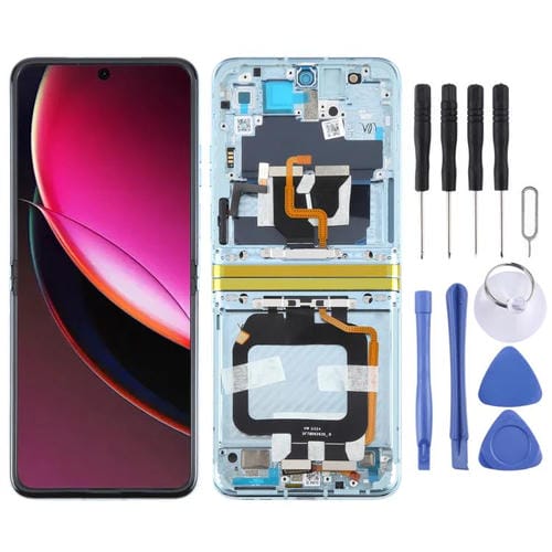 Original Full Screen with Frame for Motorola Razr 40 Ultra XT2321-3 XT2321-1 XT2321-2 (Blue)