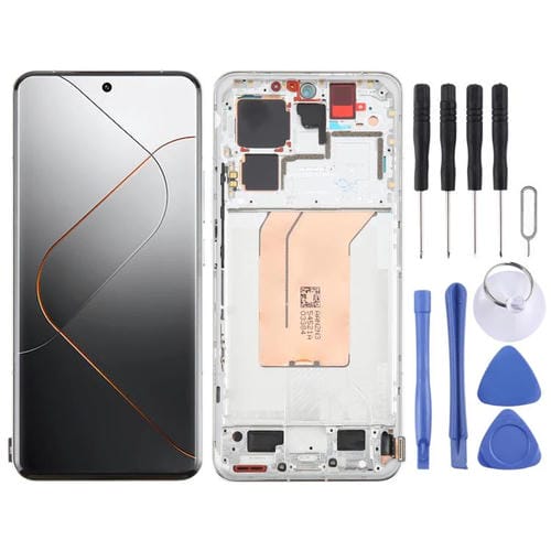 Vollbild-AMOLED-Originalbildschirm für Xiaomi 14 Pro mit Rahmen (Silber)