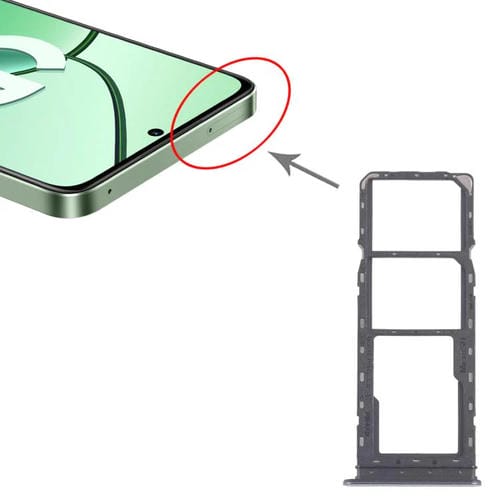 Para Realme C65 4G RMX3910, 10 bandejas SIM originales + bandeja para tarjeta SIM + bandeja para tarjeta Micro SD (negra)