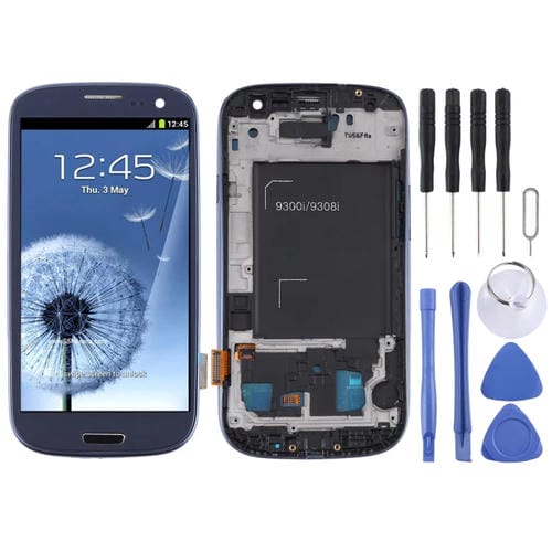 LCD Super AMOLED screen Samsung Galaxy S3 i9300 with Frame (Blue)