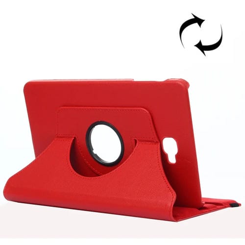 Funda de Cuero para Galaxy Tab A 10.1 T580 con Tapa Giratoria 360° y Soporte (Rojo)