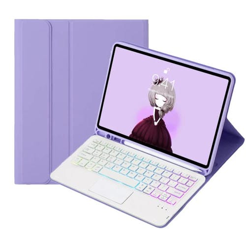 Funda para iPad 10.ª Generación 10.9 2022 A10B-As Piel de Cordero Teclado Bluetooth Ranura Bolígrafo (Morado Lavanda)