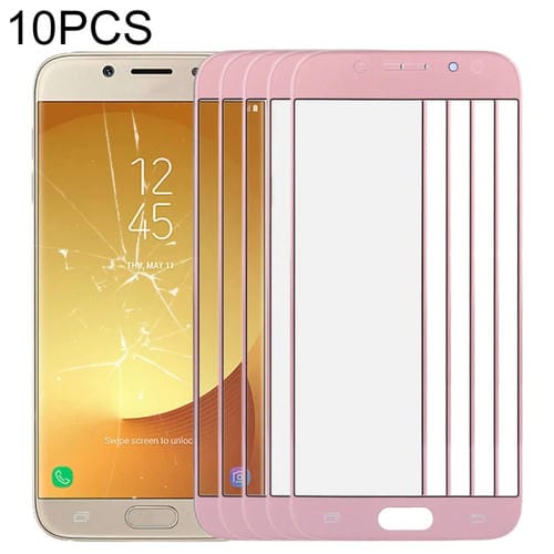 Lente de Vidro Exterior Ecrã Samsung Galaxy J7 J730 (Ouro Rosa) - Pacote de (10 Peças)