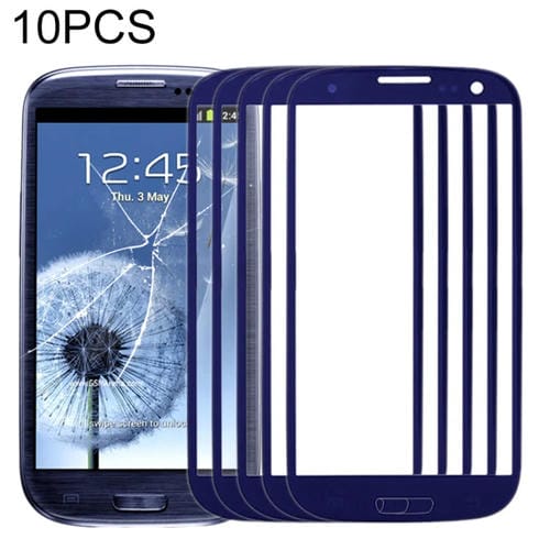 Pantalla Frontal Samsung Galaxy S3 / i9300 Lente de Vidrio Exterior (Azul) 10pcs