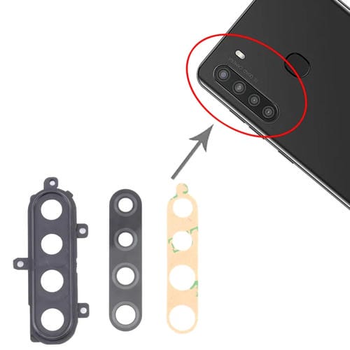 Copertura della lente della fotocamera compatibile con Samsung Galaxy A21 SM-A215 (10 pezzi), nero)