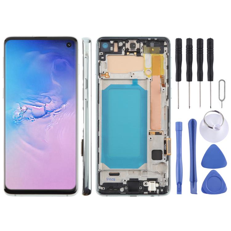 Pantalla LCD TFT de 6,05 pulgadas para Samsung Galaxy S10 4G SM-G973F, digitalizador completo con marco, sin identificación de huellas dactilares.