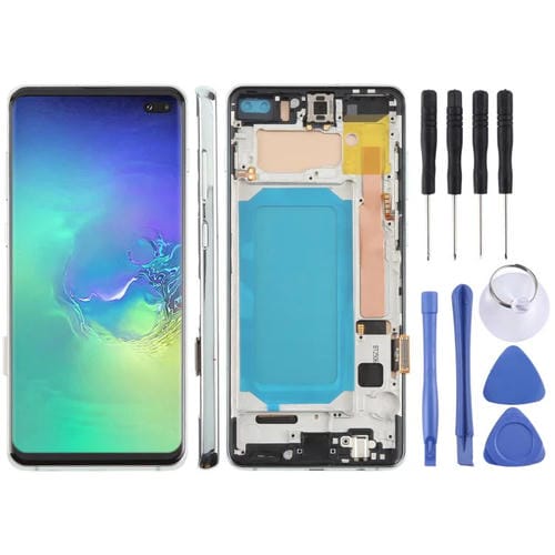 Pantalla LCD TFT de 6,38 pulgadas para Samsung Galaxy S10+ SM-G975F, digitalizador completo con marco, sin identificación de huellas dactilares (verde)