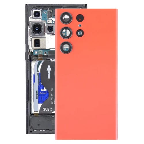 Rückseite des Akkudeckels aus Glas Samsung Galaxy S23 Ultra SM-S918 mit Kameraobjektiv (Rot)