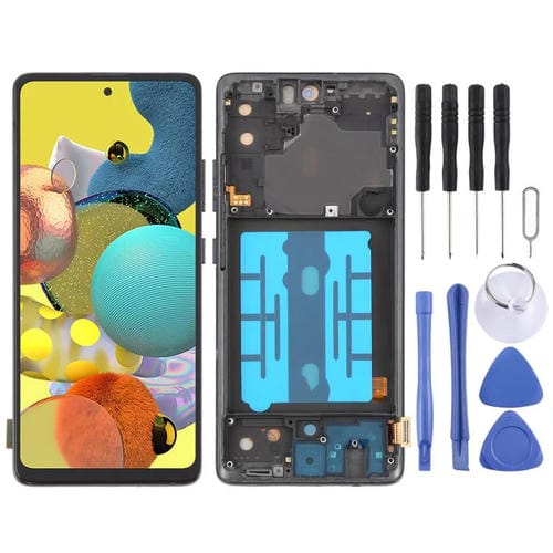 OLED-Bildschirm von 6,43" mit Rahmen Samsung Galaxy A51 5G SM-A516 (Schwarz)