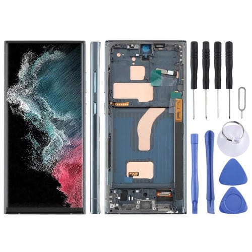 Pantalla LCD TFT de 6,72 pulgadas para Samsung Galaxy S22 Ultra SM-S908B, digitalizador completo con marco, sin identificación de huellas dactilares (verde)