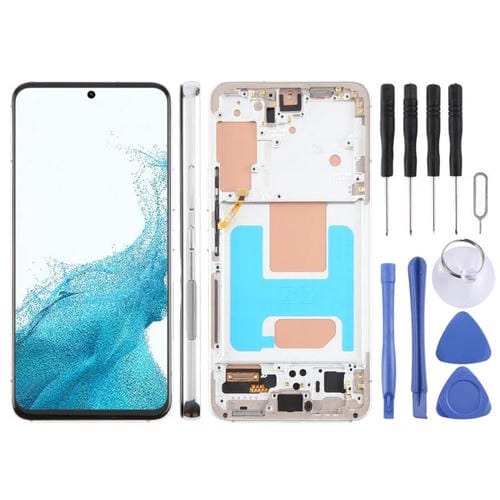 Pantalla LCD TFT de 5,96 pulgadas para Samsung Galaxy S22 SM-S901B, digitalizador completo con marco, sin identificación de huellas dactilares (plateado)