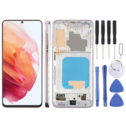 Pantalla LCD TFT de 6,12 pulgadas para Samsung Galaxy S21 5G SM-G991B, digitalizador completo con marco, sin identificación de huellas dactilares (dorado)