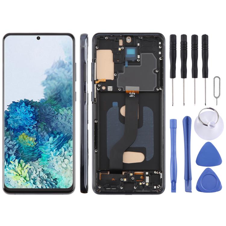 Pantalla LCD TFT de 6,58 pulgadas para Samsung Galaxy S20+ SM-G985F, digitalizador completo con marco, sin identificación de huellas dactilares (negro)