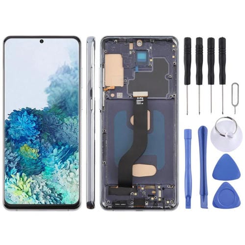 Pantalla LCD TFT de 6,58 pulgadas para Samsung Galaxy S20+ SM-G985F, digitalizador completo con marco, sin identificación de huellas dactilares (gris)