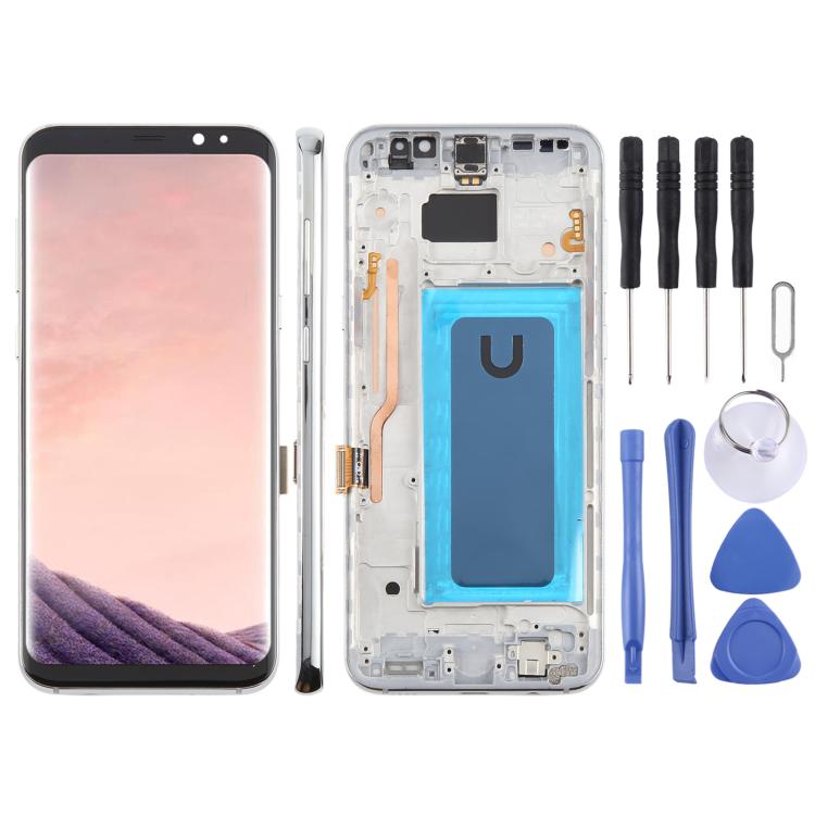 Pantalla LCD TFT de 6,18 pulgadas con digitalizador y marco para Samsung Galaxy S8+ SM-G955F (plateada)