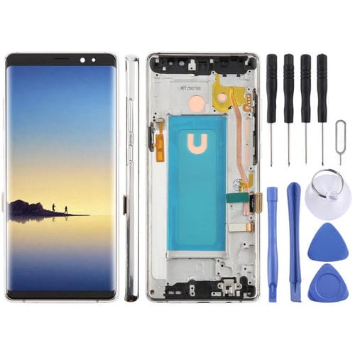 Pantalla LCD TFT de 6,25 pulgadas con digitalizador y marco para Samsung Galaxy Note 8 SM-N950F (plata)
