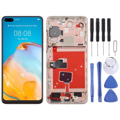 Schermo Completo TFT Huawei P40 e Cornice senza Identificazione delle Impronte (Rosa)