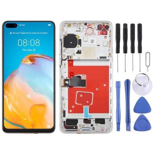Schermo Completo TFT Huawei P40 con Cornice senza Identificazione delle Impronte (Argento)
