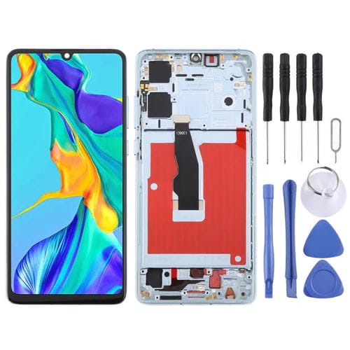 Schermo Completo TFT Huawei P30 con Cornice senza Identificazione delle Impronte Digitali (Blu)