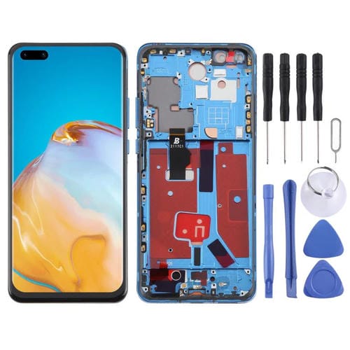 Schermo Completo TFT Huawei P40 Pro con Cornice senza Identificazione delle Impronte Digitali (Blu)