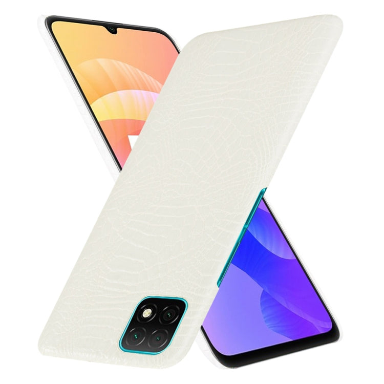 Para Huawei Enjoy 20 Funda PC + PU con textura de cocodrilo a prueba de golpes (blanco)