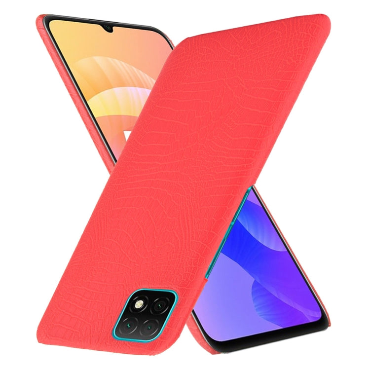 Para Huawei Enjoy 20 Funda PC + PU con textura de cocodrilo a prueba de golpes (rojo)