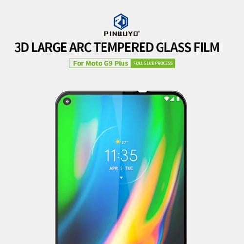 Para Motorola Moto G9 Plus PINWUYO 9H Película de vidrio templado a prueba de explosiones de pantalla completa curvada 3D (negro)
