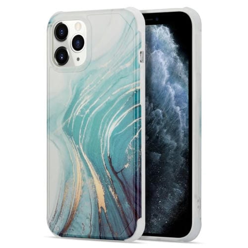 Funda para iPhone 12/12 Pro Four Corners Anti-Shattering Flow Gold Marble Imd (Verde)