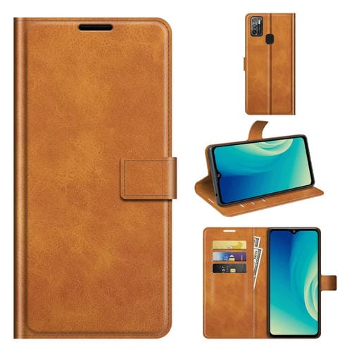 Para ZTE Blade A7S 2020 Retro Patrón de pantorrilla Hebilla Horizontal Flip Funda de cuero con soporte y ranuras para tarjetas y billetera (amarillo)