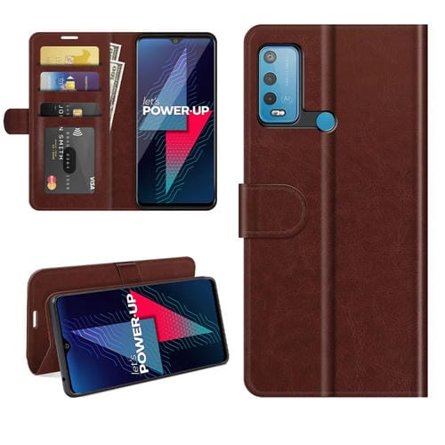 Funda Protectora Flip Horizontal Wiko Power U30 R64 con Soporte y Ranuras para Tarjetas (Marrón)